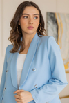 Atlas Kumaş Blazer Ceket - BEBE MAVİSİ