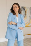 Atlas Kumaş Blazer Ceket - BEBE MAVİSİ