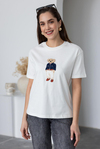 Ayıcık Baskılı T-Shirt - BEYAZ