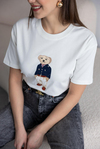 Ayıcık Baskılı T-Shirt - BEYAZ