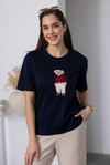 Ayıcık Baskılı T-Shirt - LACİVERT