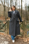 Balıksırtı Oversize Kaban - SİYAH