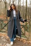 Balıksırtı Oversize Kaban - SİYAH
