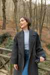 Balıksırtı Oversize Kaban - SİYAH