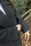 Balıksırtı Oversize Kaban - SİYAH