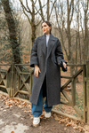 Balıksırtı Oversize Kaban - SİYAH
