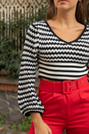 Balon Kol Crop Triko - SİYAH
