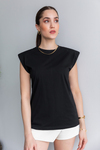 Basic Vatkalı T-Shirt - SİYAH