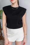 Basic Vatkalı T-Shirt - SİYAH