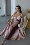 Batik Desenli Sırt Dekolteli Elbise - PEMBE