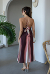 Batik Desenli Sırt Dekolteli Elbise - PEMBE