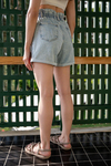 Bel Lastikli Denim Şort - BUZ MAVİ