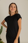 Bisiklet Yaka Basic Elbise - SİYAH
