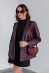 Blazer Suni Deri Ceket - BORDO