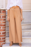 Bol Paça Cepli Keten Pantolon - CAMEL