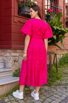 Brode Balon Kol Elbise - PEMBE