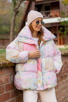 Çiçek Desen Oversize Mont - PUDRA