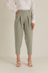 Çift Pensli Krep Pantolon - MİNT YEŞİL