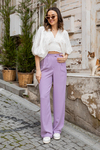 Çift Pileli Bol Paça Pantolon - LİLA