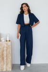 Crop Ceket Takım - LACİVERT
