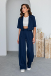 Crop Ceket Takım - LACİVERT