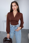 Crop Sandy Bluz - KAHVERENGİ