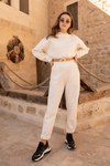 Crop Sweatli Eşofman Takım - BEYAZ
