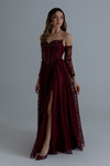 Dantelli Uzun Abiye - BORDO