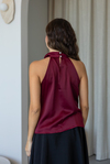 Degaje Yaka Saten Bluz - BORDO