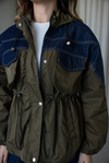 Denim Detay Kapüşonlu Trençkot - HAKİ