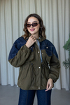 Denim Detay Kapüşonlu Trençkot - HAKİ