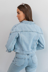 Denim Fermuarlı Ceket - MAVİ