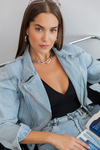 Denim Fermuarlı Ceket - MAVİ