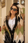 Desenli Oversize Hırka - SİYAH