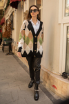 Desenli Oversize Hırka - SİYAH