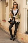 Desenli Oversize Hırka - SİYAH