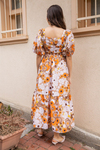Desenli Poplin Elbise - CAMEL