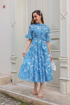Desenli Poplin Elbise - SAKS