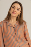 Dik Şeritli Pijama Takımı - GÜL KURUSU