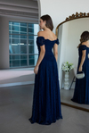 Drape Detaylı Dantel Abiye - LACİVERT
