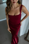 Drape Detaylı Maxi Abiye - BORDO