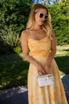 Drape Detaylı Şifon Elbise - SARI