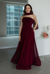 Drapeli Straplez Abiye - BORDO
