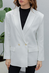 Düğmeli Blazer Ceket - BEYAZ