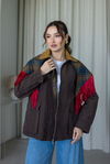 Ekose Şallı Kadife Yaka Trençkot - KAHVERENGİ