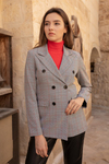 Ekoseli Kruvaze Blazer - KIRMIZI