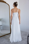 Ruffled Hem Chiffon Gown - WHITE