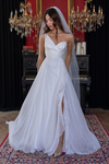 Ruffled Hem Chiffon Gown - WHITE