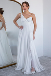 Ruffled Hem Chiffon Gown - WHITE