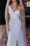 Ruffled Hem Chiffon Gown - WHITE